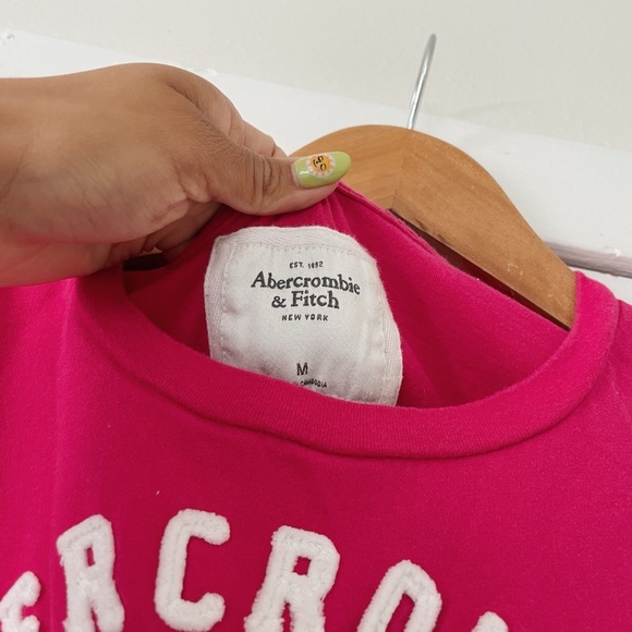 Abercrombie & Fitch Pink Fitted Short Sleeve T-Shirt Y2K Hot Pink Size S/M* - Picture 5 of 7